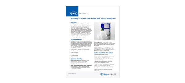 Brochure: PALL AcroPrep™ 24-well Filter Plates With Supor™ Membrane