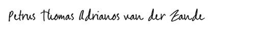Petrus Thomas Adrianos van der Zande Signature