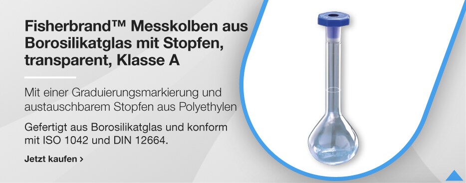 Fisherbrand&trade;&nbsp;Messkolben aus Borosilikatglas mit Stopfen, transparent, Klasse&nbsp;A