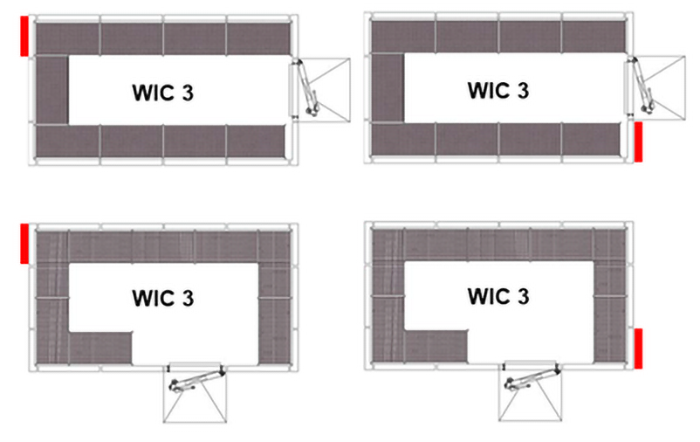 Figure 2: Options for conditioner and door placement on a BINDER™ model WIC 3 chamber Figure 2: Options for conditioner and door placement on a BINDER™ model WIC 3 chamber