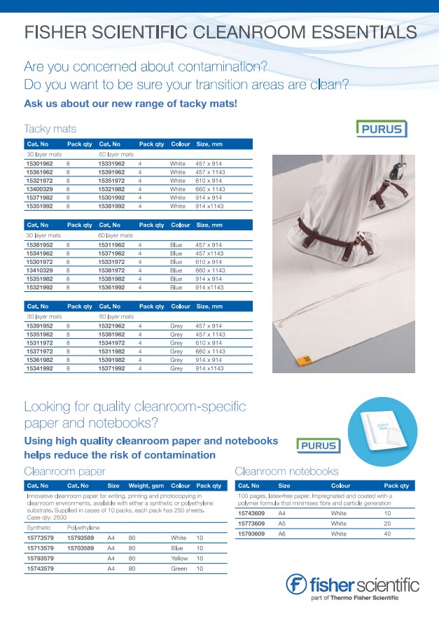 Les produits essentiels pour salle propre par Fisher Scientific