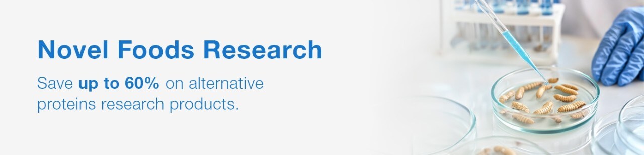 Novel Food Promotion Banner Novel Food Promotion Banner, Scientist doing test on edible insects in a petri dish