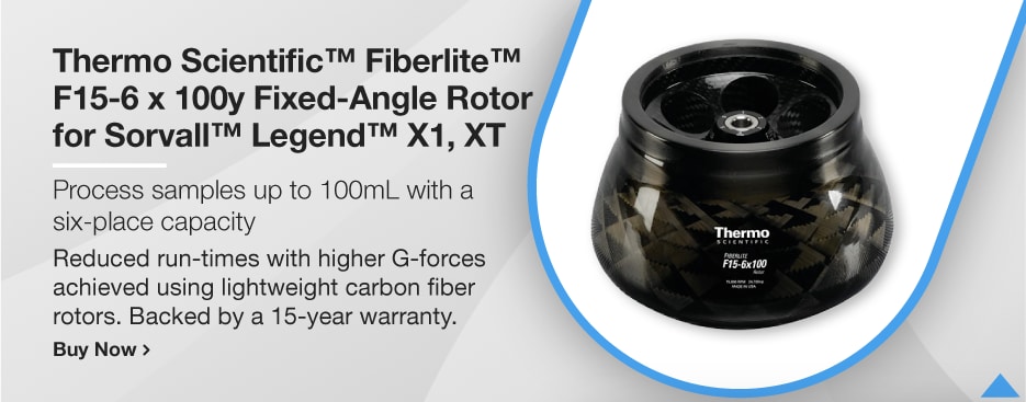 Thermo Scientific™ Fiberlite™ F15-6 x 100y Fixed-Angle Rotor for Sorvall™ Legend™ X1, XT Thermo Scientific™ Fiberlite™ F15-6 x 100y Fixed-Angle Rotor for Sorvall™ Legend™ X1, XT