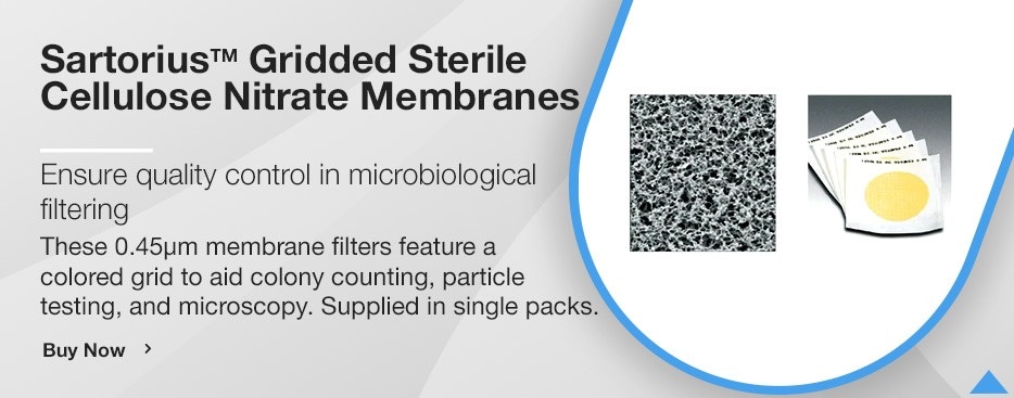 Sartorius Gridded Sterile Cellulose Nitrate Membrane Filters: 0.45μm