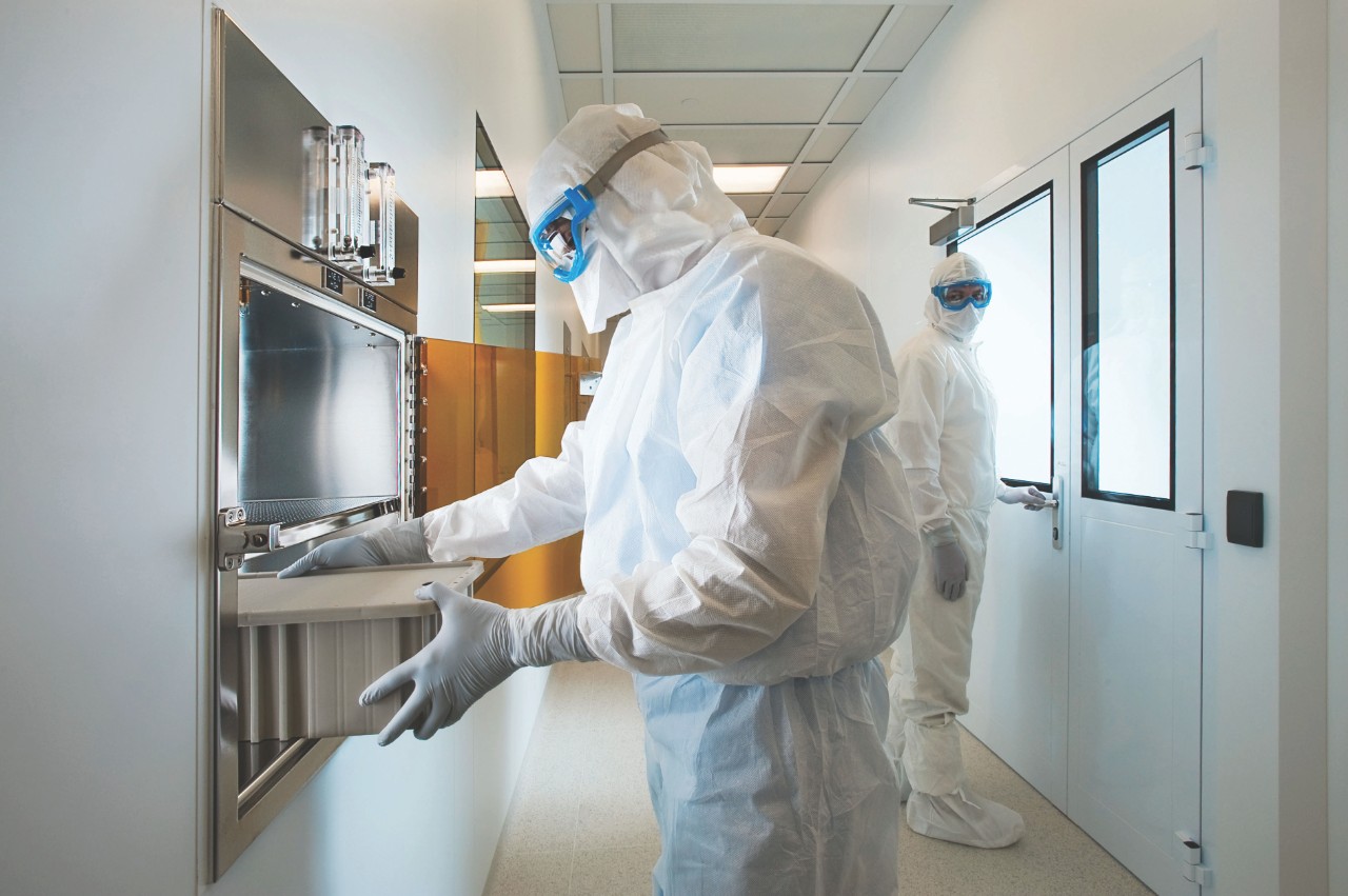 Scientists in a cleanroom