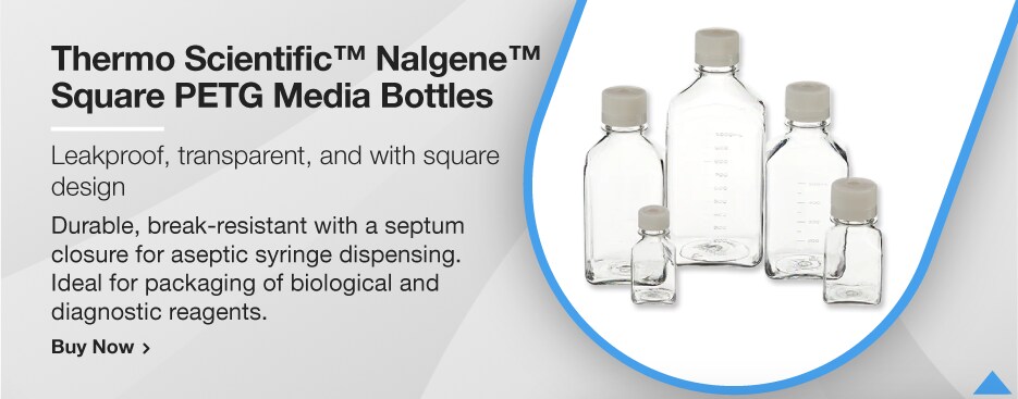 Thermo Scientific™ Nalgene™ Square PETG Media Bottles Thermo Scientific™ Nalgene™ Square PETG Media Bottles